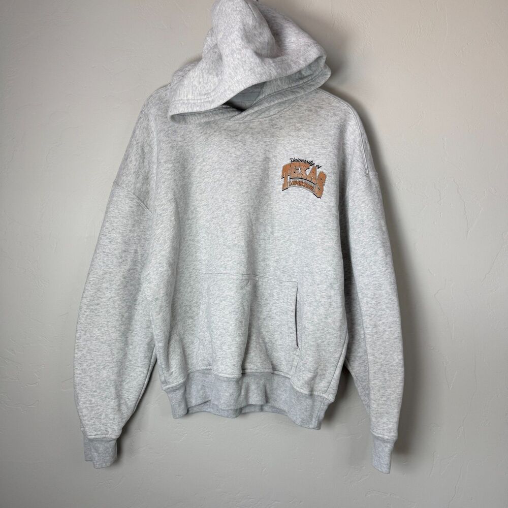 Hollister UT Texas Longhorns Boxy Graphic Hoodie Grey Vintage Vibe Small